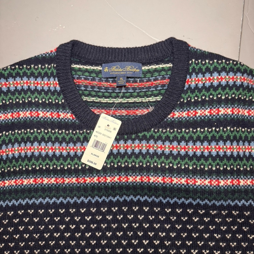 Brooks Brothers Fair Isle Crewneck Sweater XL Wool Alpaca Blend New $298